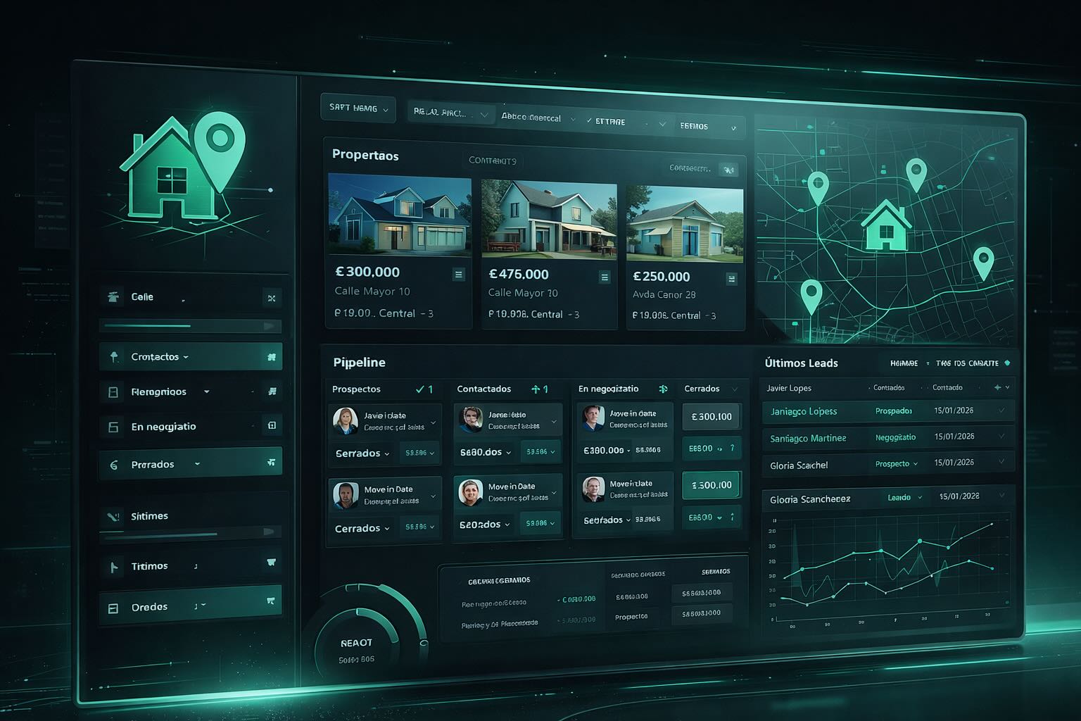 Dashboard CRM inmobiliario a medida — ejemplo real de Oportunalia