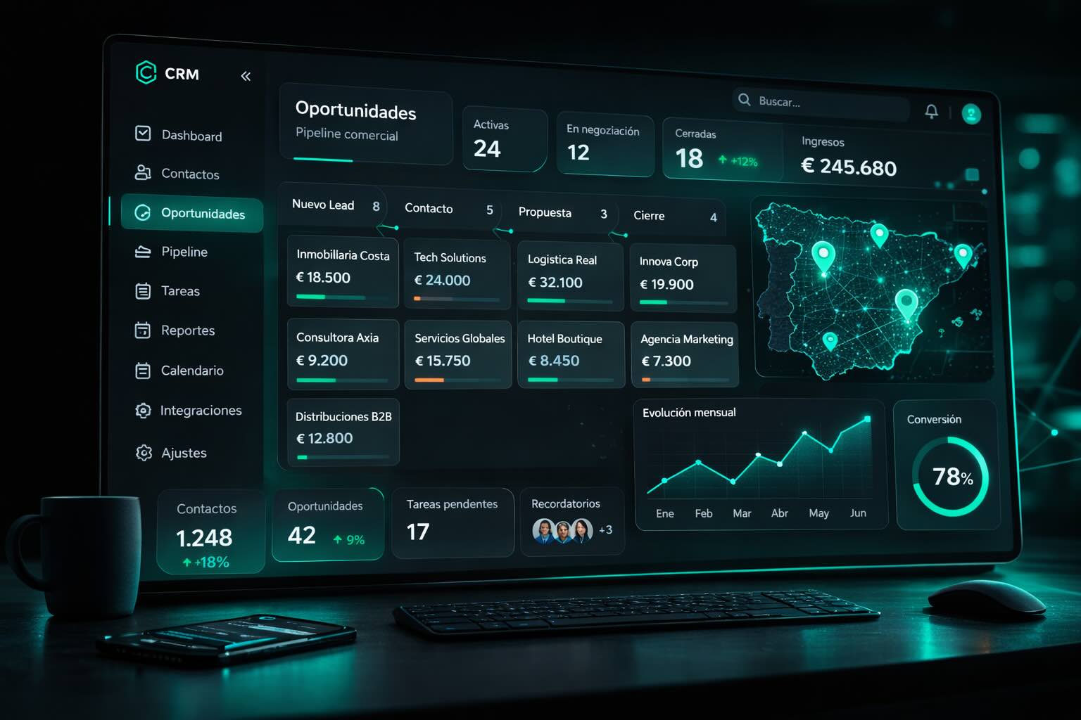 CRM para empresas con gestión comercial y seguimiento